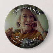 文字カスタム葬儀/メモリアルトリビュート写真ボタン 缶バッジ (正面)