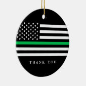 文字カスタム薄い緑の線の愛国国旗 セラミックオーナメント (右)