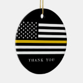 文字カスタム薄い金ゴールドライン愛国国旗 セラミックオーナメント (右)