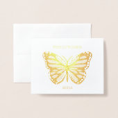 文字カスタム蝶の誕生日カンプラノス金ゴールド 箔カード (封筒付き正面)