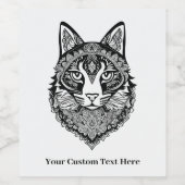 文字カスタム装飾猫 ワインラベル (シングルラベル)