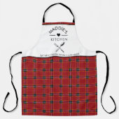 文字カスタム赤と黒の格子模様 エプロン (正面)