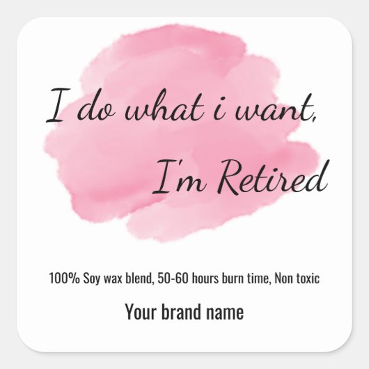 文字カスタム退職キャンドルシール スクエアシール (正面)