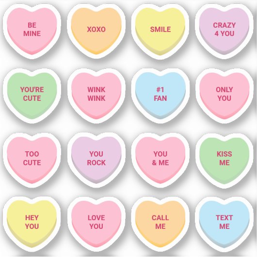 文字カスタム16バレンタインデーの会話ハート シール (正面)