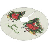 文字カスタム1950年代ヴィンテージガールとクリスマスツリー ブラッシュドポリエステルツリースカート (アングル)