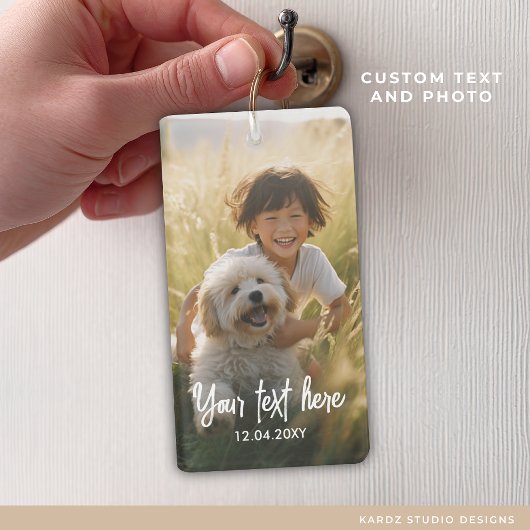 文字カスタム2枚フォトキープサケ家族写真 キーホルダー