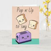 文字カスタム/かわいいフードトーストかわいい愛のハート カード (黄色い花)