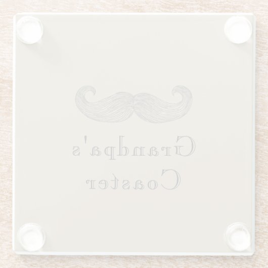 文字カスタム、グランドパズガラスコースターカーキブラウン ガラスコースター (裏面)