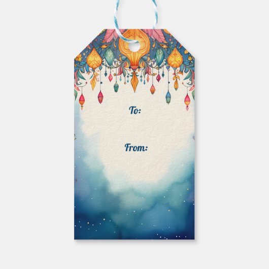 文字カスタム、ディワリフェスティバル&ブライト ギフトタグ (裏面)