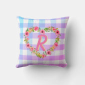 文字カスタム/パステルジンガムフローラハートリース クッション (裏面)