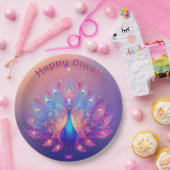 文字カスタム、ピーコックパーティーディワリプレート ペーパープレート (パーティー)