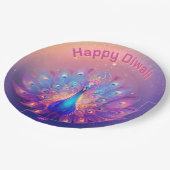 文字カスタム、ピーコックパーティーディワリプレート ペーパープレート (アングル)