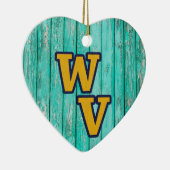 文字カスタム/ファームハウスウッドウ素朴ェストバージニア セラミックオーナメント (右)