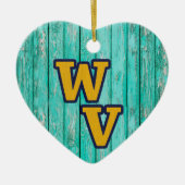 文字カスタム/ファームハウスウッドウ素朴ェストバージニア セラミックオーナメント (正面)