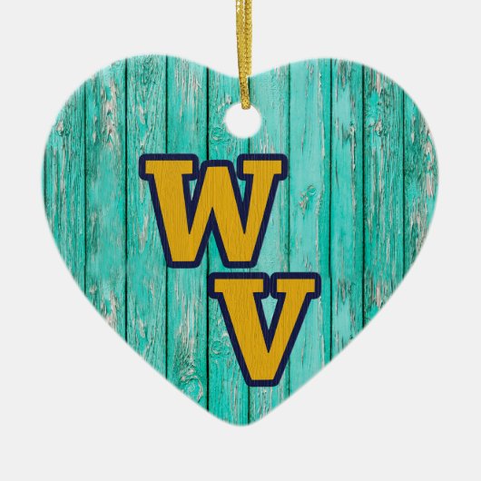 文字カスタム/ファームハウスウッドウ素朴ェストバージニア セラミックオーナメント (正面)