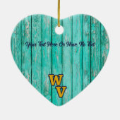 文字カスタム/ファームハウスウッドウ素朴ェストバージニア セラミックオーナメント (裏面)