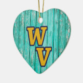 文字カスタム/ファームハウスウッドウ素朴ェストバージニア セラミックオーナメント (左)