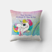 文字カスタム/ホワイトユニコーンレインボーグリッターシークイン クッション (裏面)