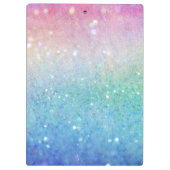 文字カスタム/ホワイトユニコーンレインボーグリッターシークイン クリップボード (裏面)