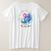 文字カスタム/マーメイド熱帯ビーチ航海の海 プラスサイズTシャツ (デザイン裏面)