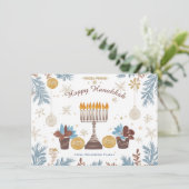 文字カスタム(ユダヤ教)メノラーグロー:水の色ハヌカー シーズンカード (スタンド正面)