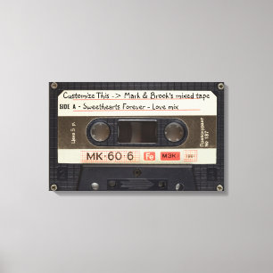 文字カスタム/レトロラブミュージックカセットMixtape キャンバスプリント