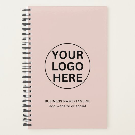 文字カスタム&会社ロゴプロモーション赤面ピンク プランナー手帳 (正面)