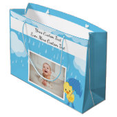 文字カスタム/写真のベビーシャワーボーイまたは少女 ラージペーパーバッグ (裏面アングル)