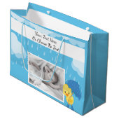 文字カスタム/写真のベビーシャワーボーイまたは少女 ラージペーパーバッグ (正面アングル)