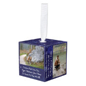 文字カスタム/写真グリッタースターズナイトブルースカイ キューブオーナメント (正面アングル)