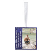 文字カスタム/写真グリッタースターズナイトブルースカイ キューブオーナメント (右)