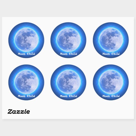 文字カスタム〔占星術の〕十二宮図がんブルームーンチャイルドステッカー ラウンドシール (シート)