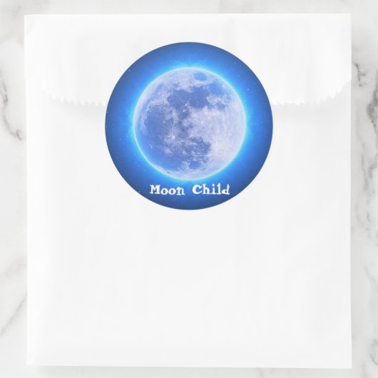 文字カスタム〔占星術の〕十二宮図がんブルームーンチャイルドステッカー ラウンドシール (バッグ)