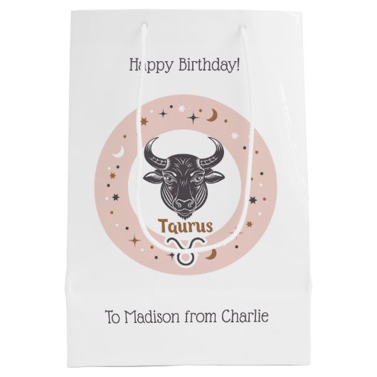 文字カスタム〔占星術の〕十二宮図サインタウルス ミディアムペーパーバッグ (裏面)