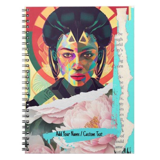 文字カスタム – 幾何学的美しいコラージュ – Ai Image ノートブック (正面)