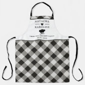 文字カスタム、白黒キッチン エプロン (正面)