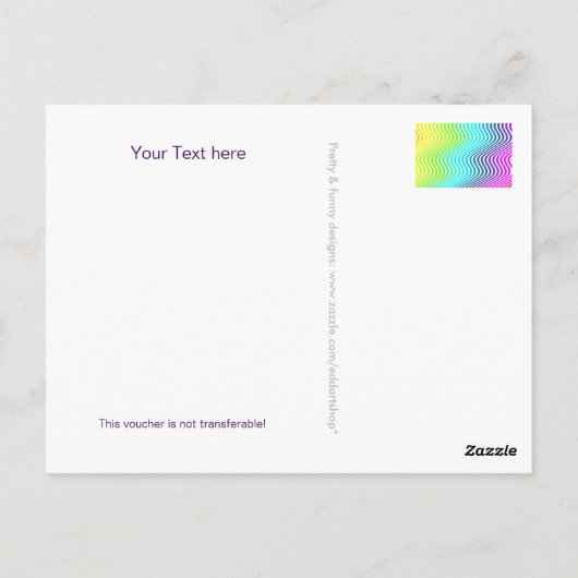 文字カスタム、署名、画像、および戻り付きのバウチャー ポストカード (裏面)