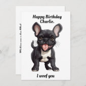 文字カスタム、誕生日フレンチー子犬の誕生日 シーズンカード (正面/裏面)