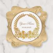 文字カスタム、金ゴールド蝶と花 フェイバータグ (裏面)