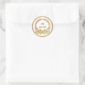 文字カスタム、金ゴールド蝶と花 ラウンドシール (バッグ)