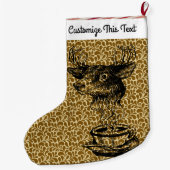 文字カスタム/1960s 70s抽象芸術コーヒーシカスケッチ ラージクリスマスストッキング (裏面)