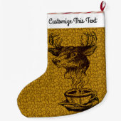 文字カスタム/1960s 70s抽象芸術コーヒーシカスケッチ ラージクリスマスストッキング (裏面)