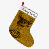 文字カスタム/1960s 70s抽象芸術コーヒーシカスケッチ ラージクリスマスストッキング (正面 (吊り時))
