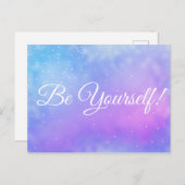 文字カスタムBe Yourself Purple/Blue Sparkle Clouds ポストカード (正面/裏面)