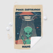 文字カスタムUFOエイリアン ゴルフタオル (インサイチュ)