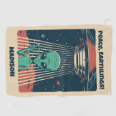 文字カスタムUFOエイリアン ゴルフタオル (横)