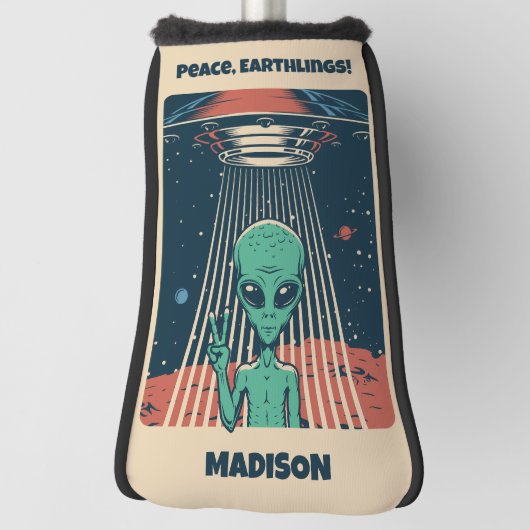 文字カスタムUFOエイリアン ゴルフヘッドカバー (回転90)