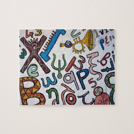 文字カラフルと数字 ジグソーパズル (横)