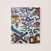 文字カラフルと数字 ジグソーパズル (縦)