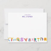 文字カラフルのパーソナライズされた先生 ノートカード